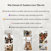 140 Bible Character Flashcards | Bible Character Educational Cards | Sunday School Lesson PDF | Bible Study for Children | Faith Curriculum